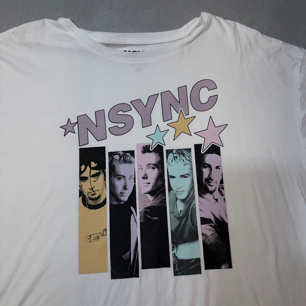 NSYNC Graphic T-Shirt Mens XXL White Cotton Boy Band Pastel Stars 2024 Licensed‎